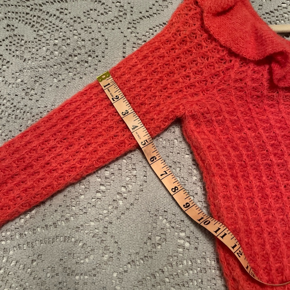 Anthropologie coral orange ruffle neck Fall sweater XS🧡🍊🧶👌🥰 - Picture 11 of 11